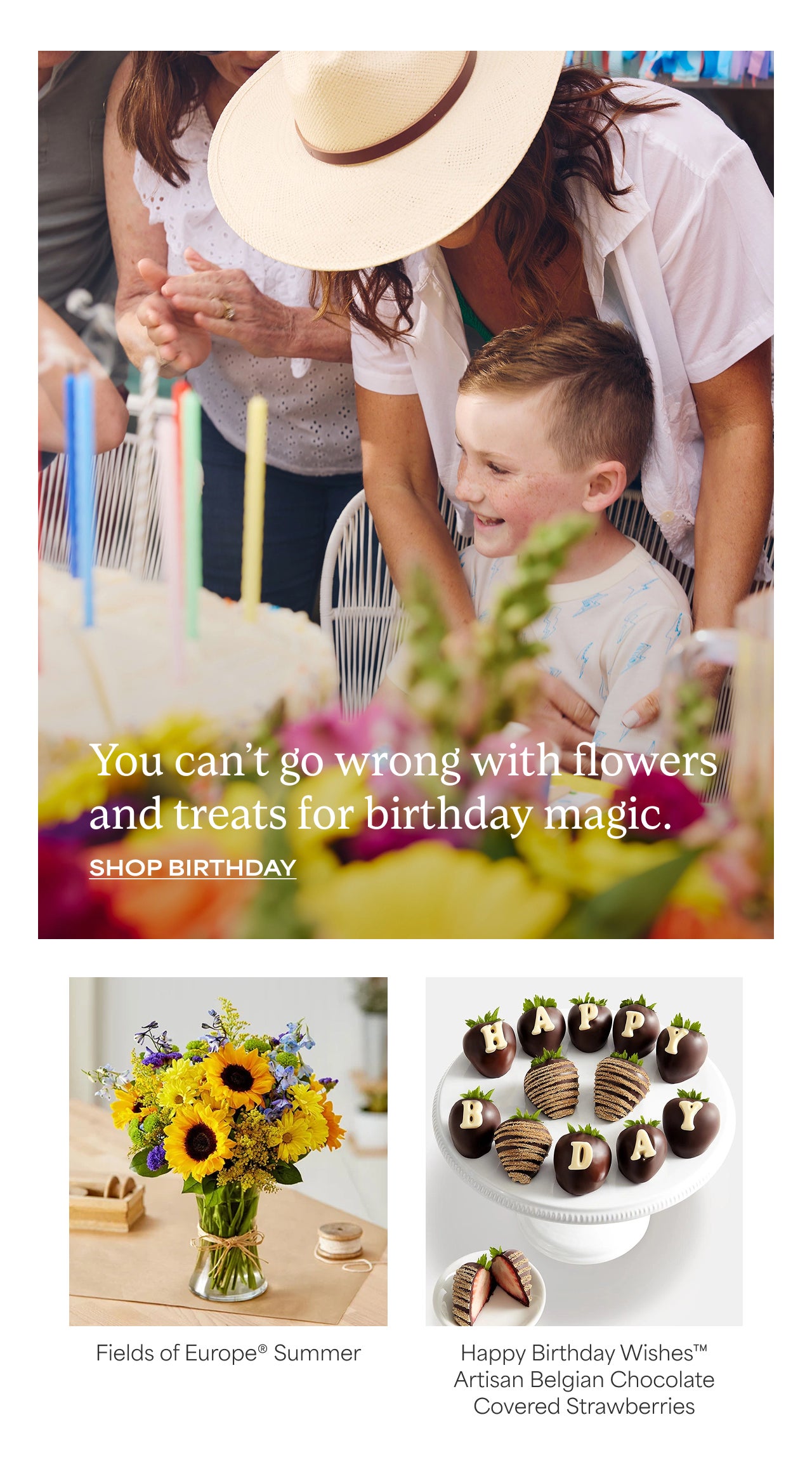 You can't go wrong with flowers and treats for birthday magic | Shop Birthday