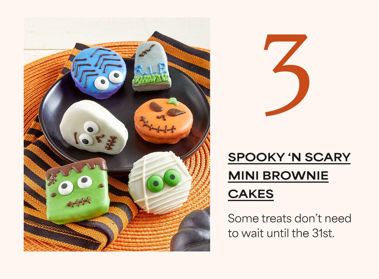 Spooky ’n Scary Mini Brownie Cakes